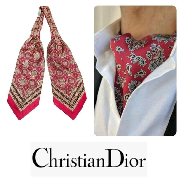 Christian Dior Vintage Tie Scarf Ascot Silk Made in Italy Rare Old Stock - Picture 1 of 7